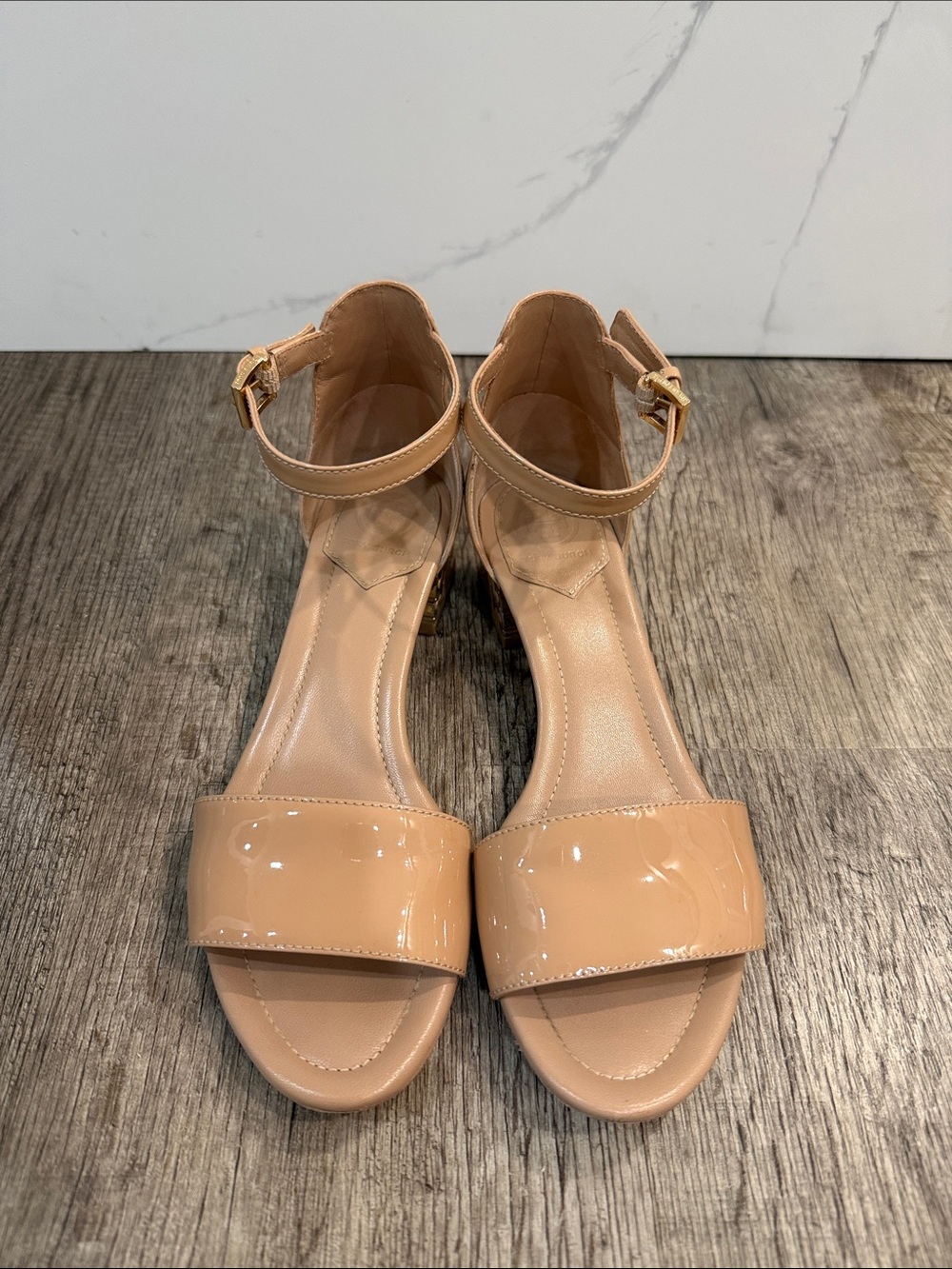 Tory Burch Patent Nude Ankle-Strap Sandals
